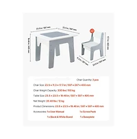 Slickblue 4-in-1 Toddler Activity Table and Chair Set with Building Block Top and Storage Space for Boys and Girls