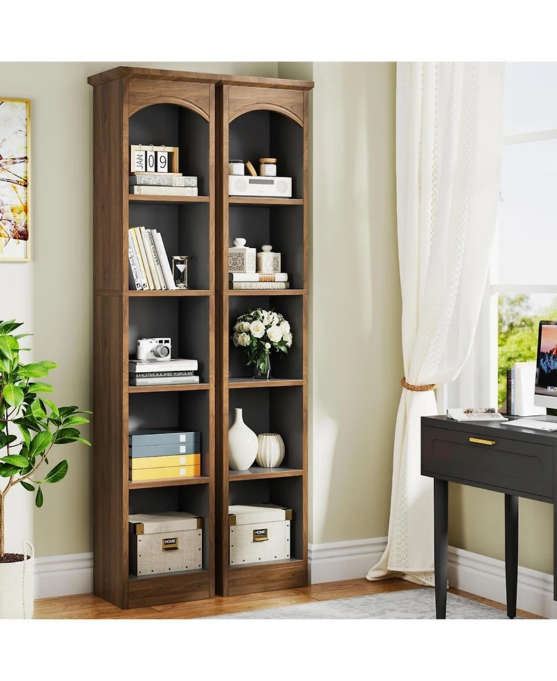 Tribesigns 70.9'' Tall Narrow Bookcase Set of 2, 5-Tier Cube Bookshelf