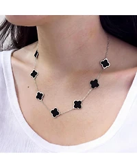 The Lovery Classic Onyx Clover Necklace Sterling Silver