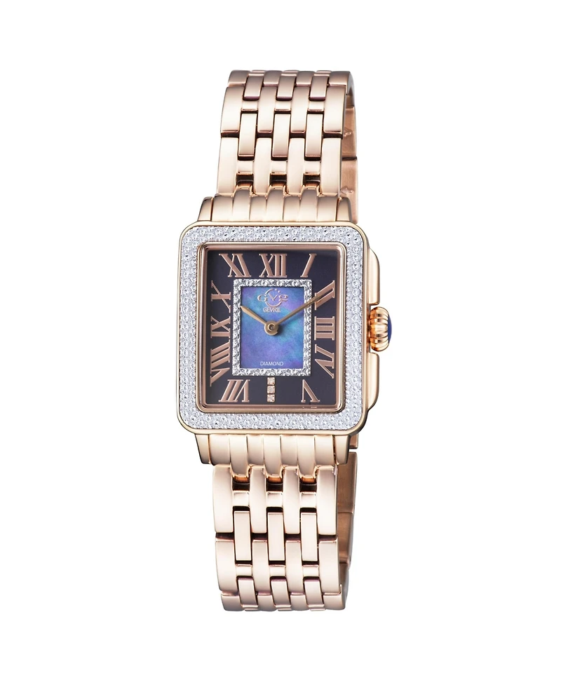 GV2 by Gevril Women's Padova Swiss Quartz Ip Rose Stainless Steel Bracelet Diamond Watch