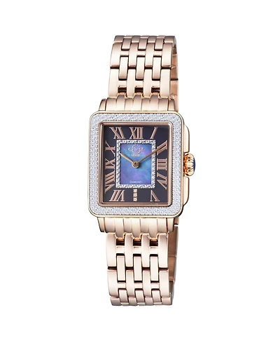GV2 by Gevril Women's Padova Swiss Quartz Ip Rose Stainless Steel Bracelet Diamond Watch