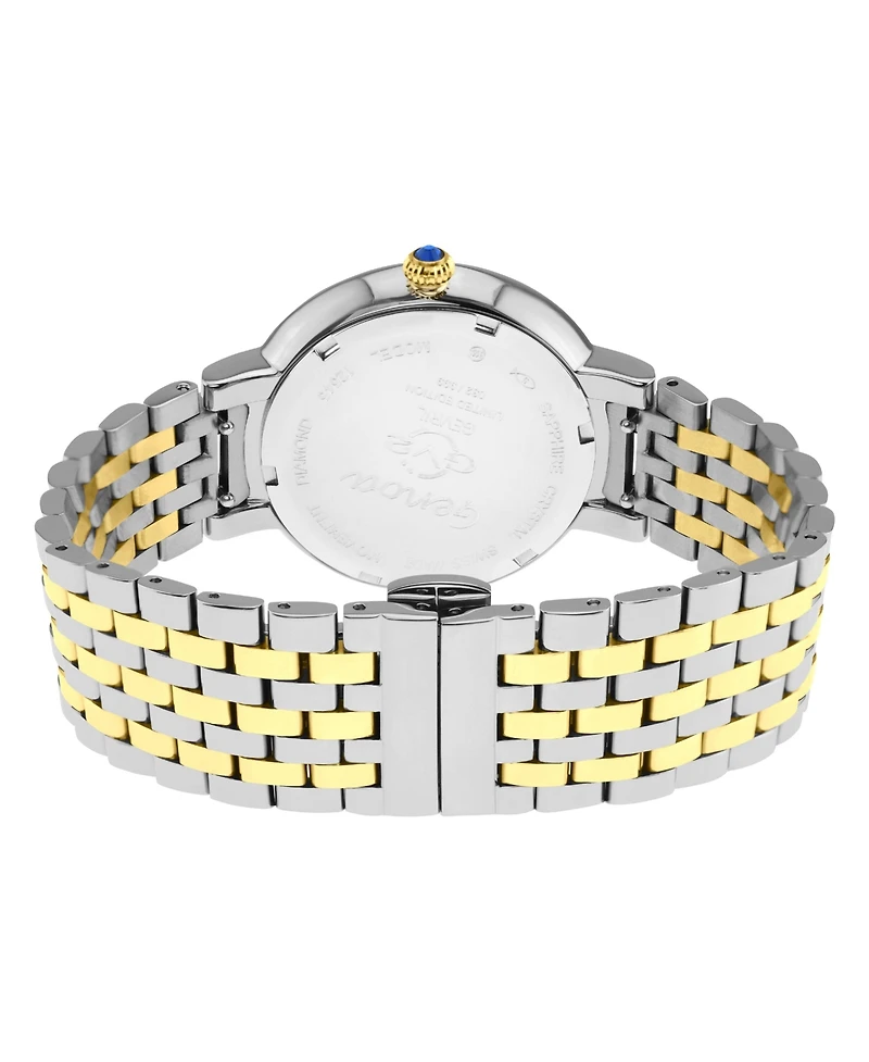 GV2 by Gevril Women's Genoa Swiss Quartz Two tone Ipyg/Ss Stainless Steel Bracelet Diamond Watch