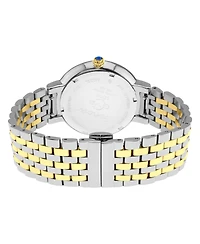 GV2 by Gevril Women's Genoa Swiss Quartz Two tone Ipyg/Ss Stainless Steel Bracelet Diamond Watch