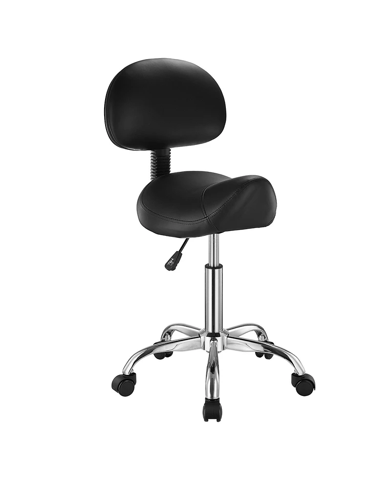 Sugift Ergonomic Saddle Rolling Stool with Back Support and Wheels 450 Pound Capacity