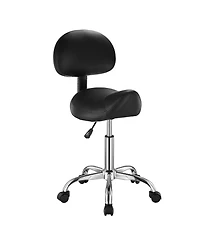 Sugift Ergonomic Saddle Rolling Stool with Back Support and Wheels 450 Pound Capacity