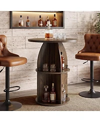Tribesigns 3-Tier Round Bar Table, 37.4" H Rustic Bistro Pub Table