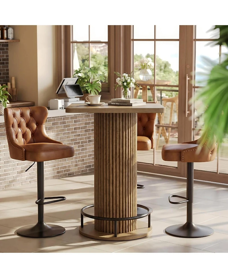Tribesigns Square Bar Table, 39.4" H Brown Bistro Pub Table