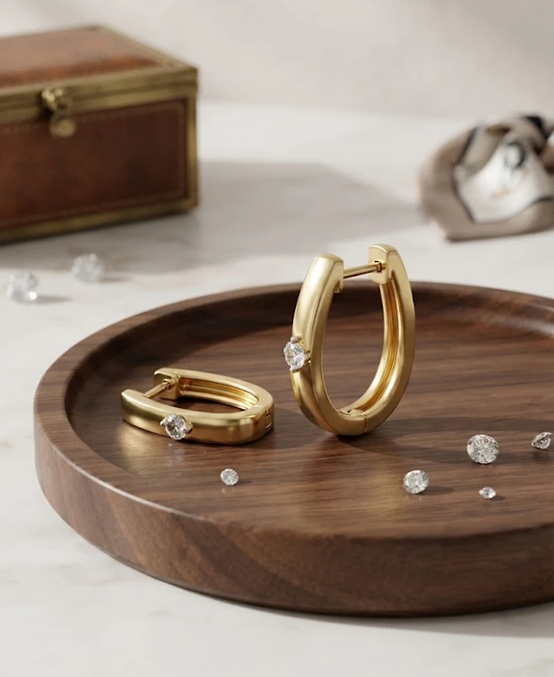 Macy's Lab-Grown Diamond Hoop Earrings (1/10 ct. t.w.) in 14k Yellow Gold-Plated Sterling Silver