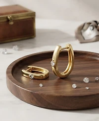 Macy's Lab-Grown Diamond Hoop Earrings (1/10 ct. t.w.) in 14k Yellow Gold-Plated Sterling Silver