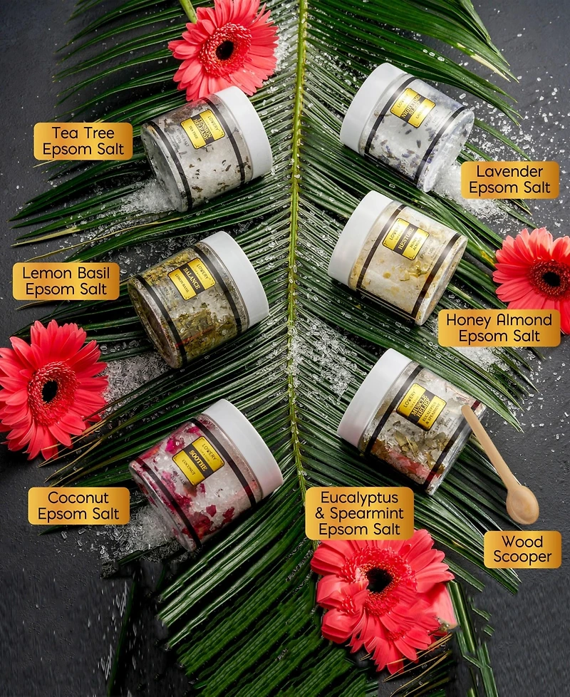 Lovery Epsom Salts Gift Set, 6 Scented Bath Soaks, Relaxing Spa Salt with Essential Oils, Vitamin E and Fresh Herbs