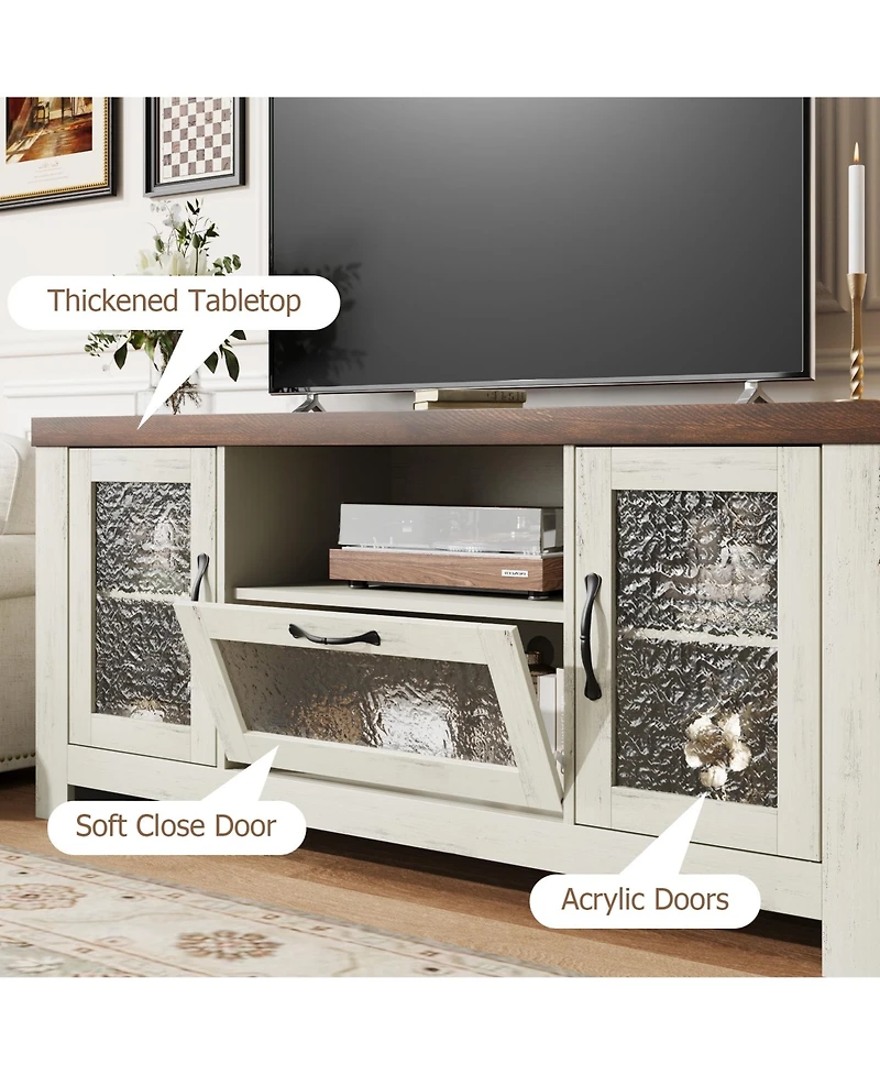 gaomon Tv Stand Tv, Entertainment Center with Acrylic Door Storage Cabinet & Adjustable Shelve