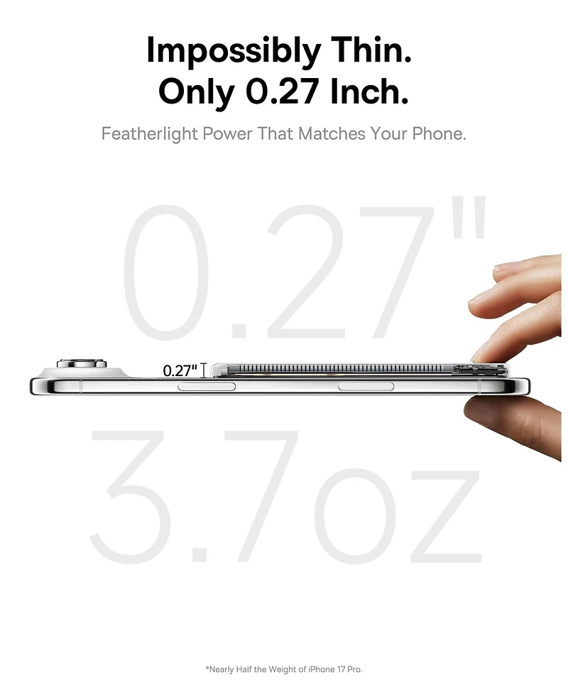 Baseus PicoGo Ultra Slim AM71 Magnetic-Wireless 5000mAh Power Bank for iPhone, Samsung Galaxy, Google Pixel, AirPods, and Usb-c Devices