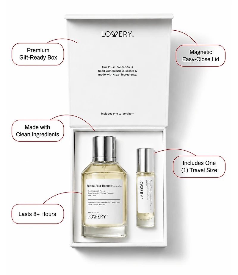 LoveryPlus Savant Pour Homme Perfume Set - 3.4fl oz Mens Fragrance Gift Set with 10ml Travel Size Mini Perfume