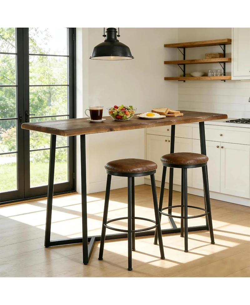Tribesigns Solid Wood Counter Height Pub Table, Industrial Bar Table with Sturdy Metal Frame, Seats up to 6