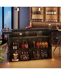 Tribesigns 4-Tier Bar Table, 70.9-Inch Large Wooden Home Bar Unit with Storage Shelves