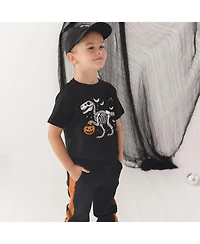 Sweet Wink Little Boys Dinosaur Skeleton Halloween Short Sleeve T-Shirt