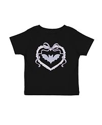 Sweet Wink Little Girls Rhinestone Bat Patch Halloween Short Sleeve T-Shirt