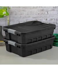 Sterilite 10 Gallon Industrial Stacker Storage Totes w/ Gray Clip Lids (6 Pack)