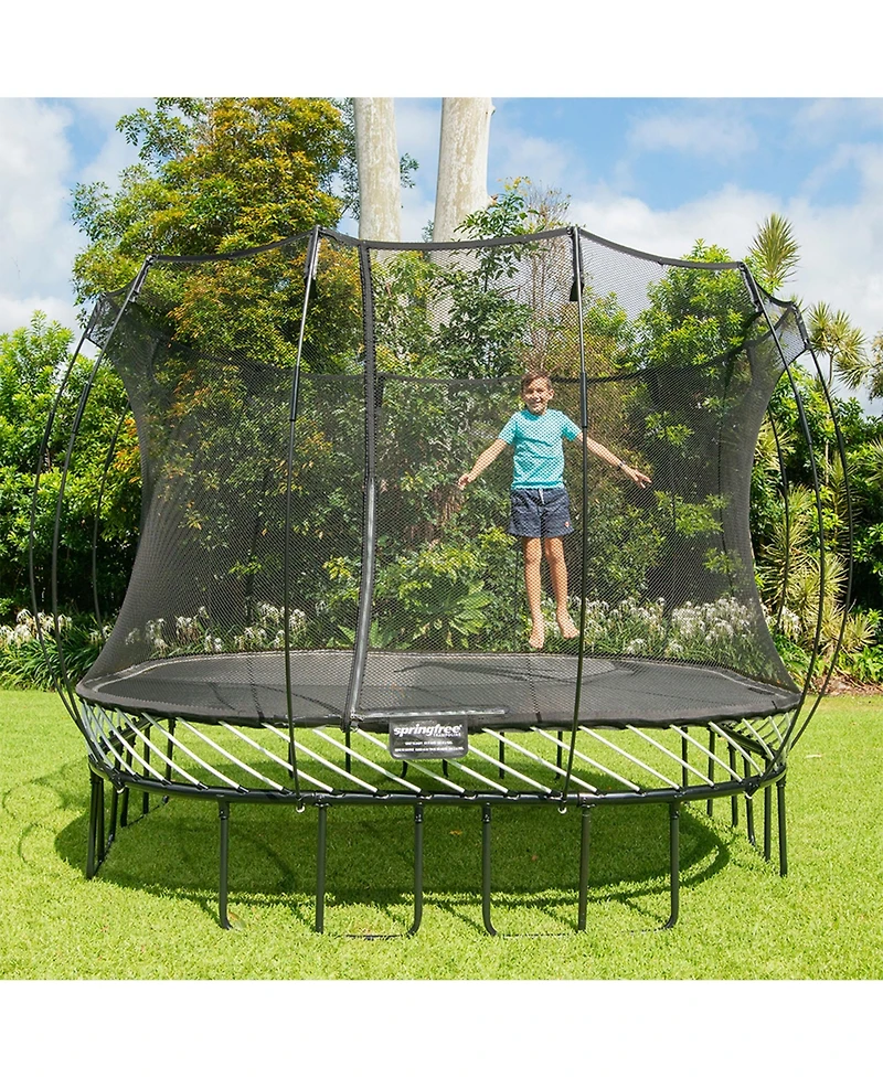 Springfree Trampoline Kids Square 13 Foot Trampoline and FlexrHoop Basketball Game