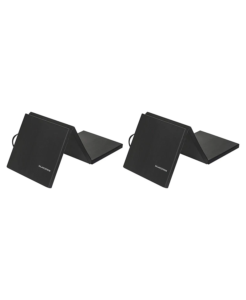 BalanceFrom Fitness GoGym 6x2ft Folding 3 Panel Exercise Mat, Black (2 Pack)