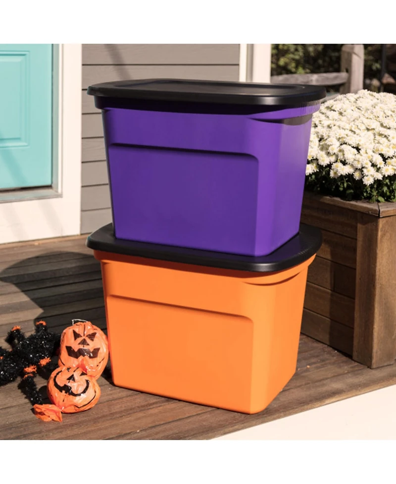 Sterilite 18 Gallon Orange Plastic Storage Container Bin Tote with Lid (16 Pack)
