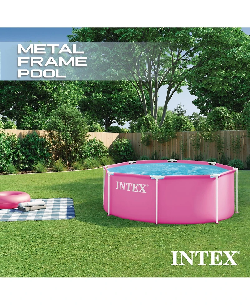 Intex 28290EP 8Ft X 30In Pink Metal Frame Above Ground Swimming Pool, Pool Only