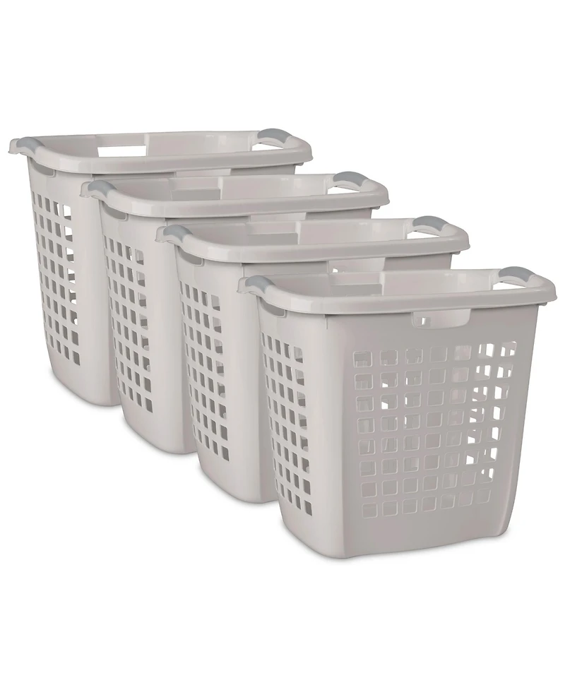 Sterilite Ultra Easy Carry Plastic Laundry Basket, 2.1 Bushel, Grey, 4 Pack