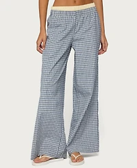 Edikted Women's Indya Contrast Plaid Wide Leg Pants