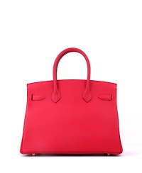 Pre-Owned Hermes Birkin 30 Handbag Red Epsom with Gold Hardware