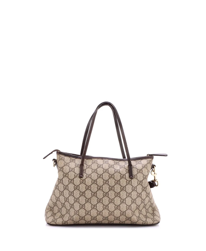 Pre-Owned Gucci Small Convertible Zip Tote Gg Coated Canvas with Leather