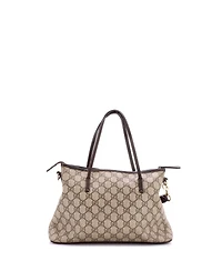 Pre-Owned Gucci Small Convertible Zip Tote Gg Coated Canvas with Leather