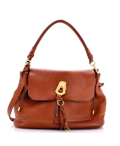 Pre-Owned Chloe Small Owen Flap Bag Leather