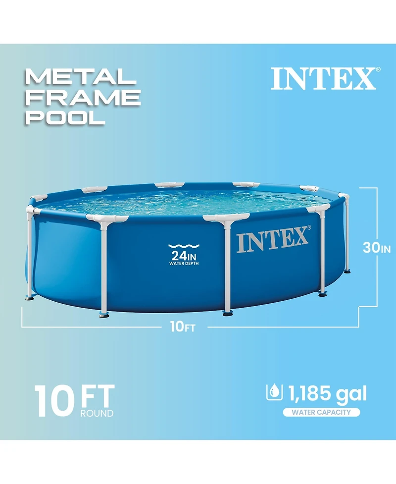 Intex 28201EP 10ft x 30in Metal Frame Above Ground Pool Set w/ Pump and Cartridge