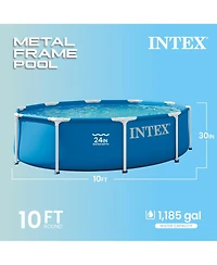 Intex 28201EP 10ft x 30in Metal Frame Above Ground Pool Set w/ Pump and Cartridge