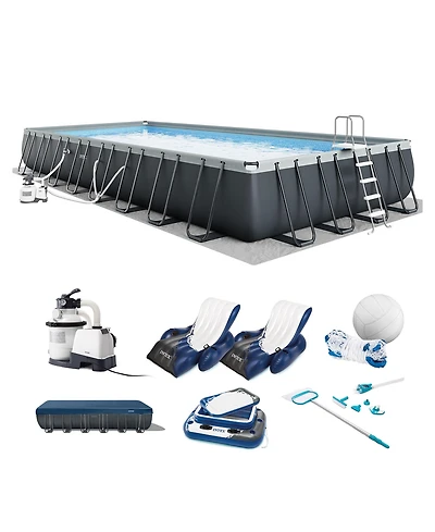 Intex 32' x 16' x 52" Ultra Xtr Rectangular Pool w/ 2 Floating Chairs and Cooler