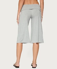 Edikted Women's Shirly Wide Leg Foldover Capri Pants