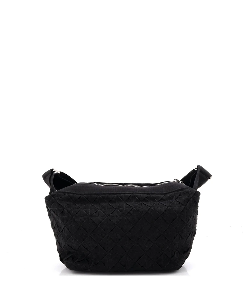Pre-Owned Bottega Veneta Cassette Zip Crossbody Bag Maxi Intrecciato Webbed Canvas