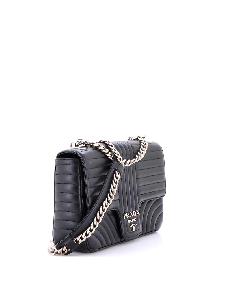 Pre-Owned Prada Large Chain Flap Shoulder Bag Diagramme Quilted Leather