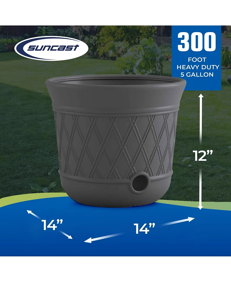 Suncast 14 x 12 Inch Decorative Hideaway Garden Hose Storage Pot, Gray (2 Pack)