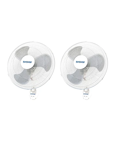 Hurricane Supreme 18 Inch 90 Degree Oscillating 3 Speed Wall Fan, White (2 Pack)