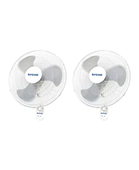Hurricane Supreme 18 Inch 90 Degree Oscillating 3 Speed Wall Fan, White (2 Pack)