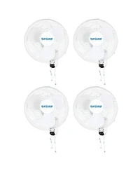 Hurricane Classic 16 Inch 90 Degree Oscillating 3 Speed Wall Fan, White, 4 Pack