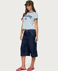 Edikted Women's Letty Low Rise Denim Bermuda Shorts
