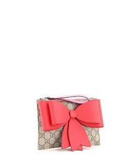 Pre-Owned Gucci Children's Bow Wristlet Clutch Gg Coated Canvas with Leather
