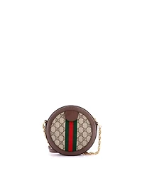 Pre-Owned Gucci Mini Ophidia Round Shoulder Bag Gg Coated Canvas