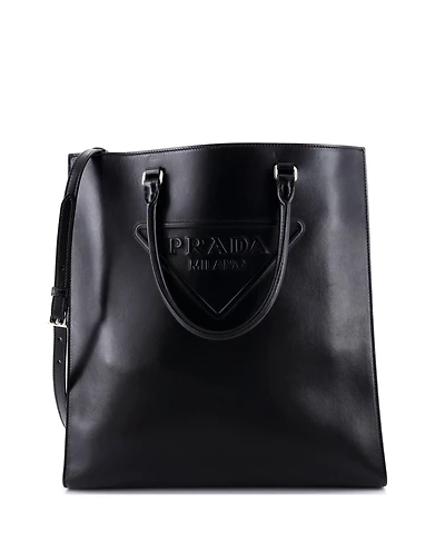 Pre-Owned Prada Medium Triangle Logo Convertible Open Tote Leather