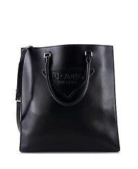 Pre-Owned Prada Medium Triangle Logo Convertible Open Tote Leather