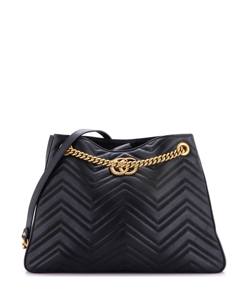Pre-Owned Gucci Gg Marmont Chain Shoulder Bag Matelasse Leather