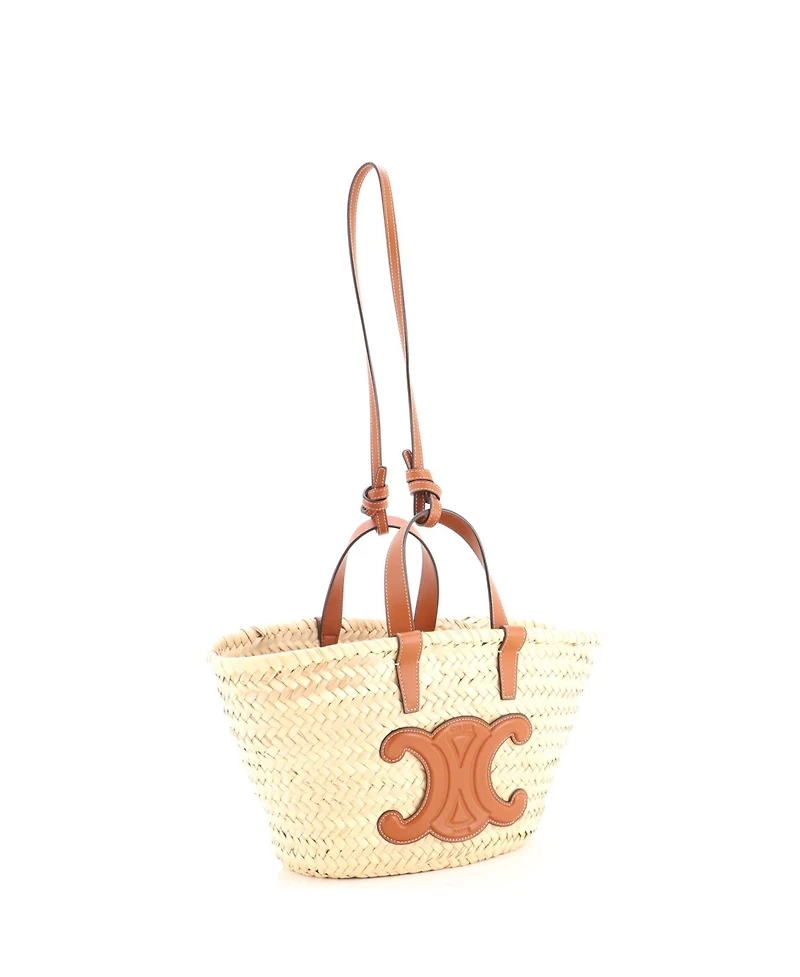 Pre-Owned Celine Teen Triomphe Basket Shoulder Bag Raffia with Leather