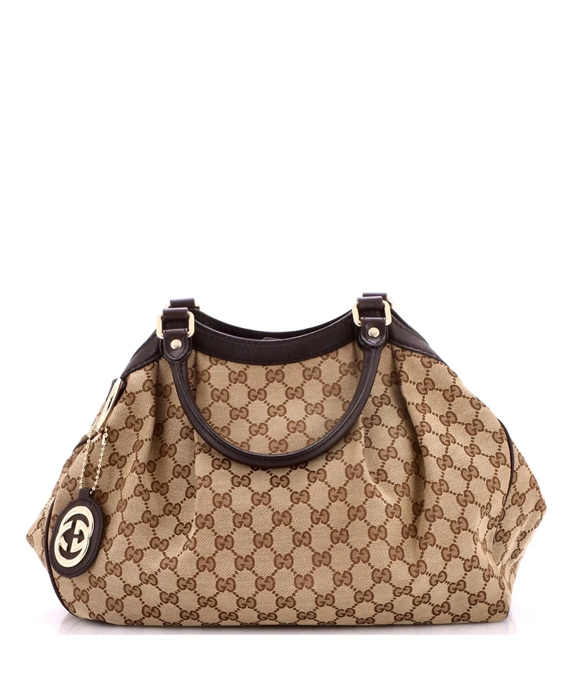 Pre-Owned Gucci Medium Sukey Tote Gg Canvas with Leather